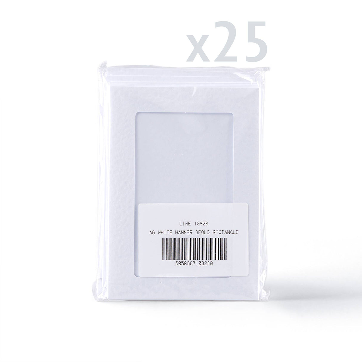Biele skladacie karty s kladivkovou štruktúrou a obdĺžnikovým výrezom – balenie