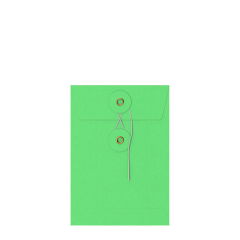 Coloured envelopes with string and washer closure Green 162 x 114 mm (C6)