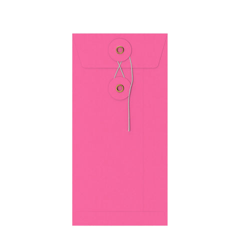Coloured envelopes with string and washer closure Pink 220 x 110 mm (DL)