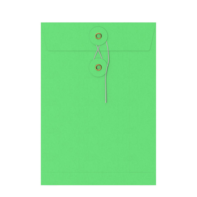 Coloured envelopes with string and washer closure Green 229 x 162 mm (C5)