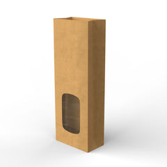 Paper Kraft Food Bags Manila 285 x 100 x 60 mm Window