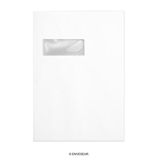 Biela Obálka s Kartónovou Zadnou Stenou - Okienko 324x229 mm (C4)