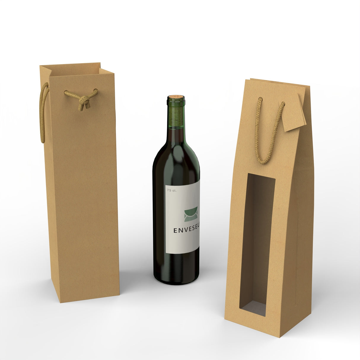 Kraftové papierové tašky na víno (75 cl.)