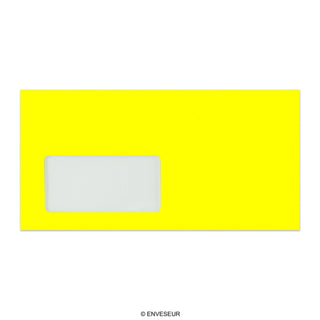 110x220 mm (DL) Neónovo-žltá obálka s okienkom