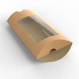 Kraftové škatuľky v tvare vankúša s okienkom