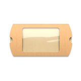 Kraftové škatuľky v tvare vankúša s okienkom