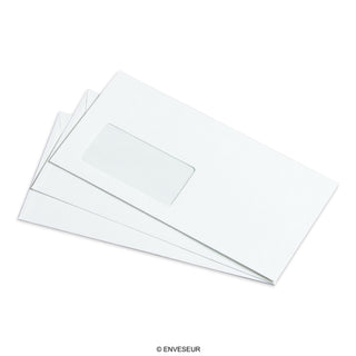 Mliečna biela obálka s kladivkovou štruktúrou DL 110x220 mm 110 gms s okienkom na ľavej strane