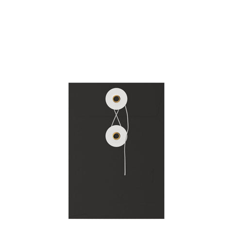 Coloured envelopes with string and washer closure Black + White 162 x 114 mm (C6)