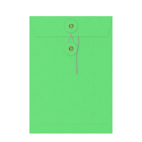 Coloured envelopes with string and washer closure Green 229 x 162 mm (C5)