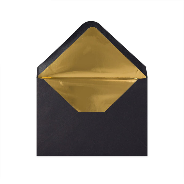 Paper Lined Envelopes Black + Gold Foil 114 x 162 mm (C6)