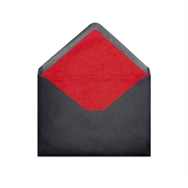 Paper Lined Envelopes Black + Red Fancy Paper 114 x 162 mm (C6)