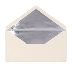 Paper Lined Envelopes Ivory + Silver Foil 110 x 220 mm (DL)